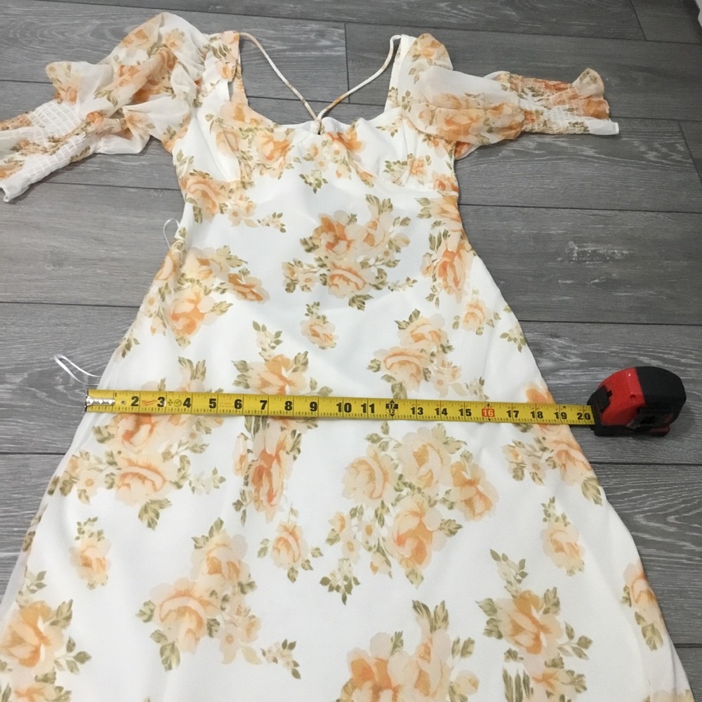 Luxxel Puff Sleeve Strappy Open Back Floral Maxi Dress size L - Picture 7 of 13
